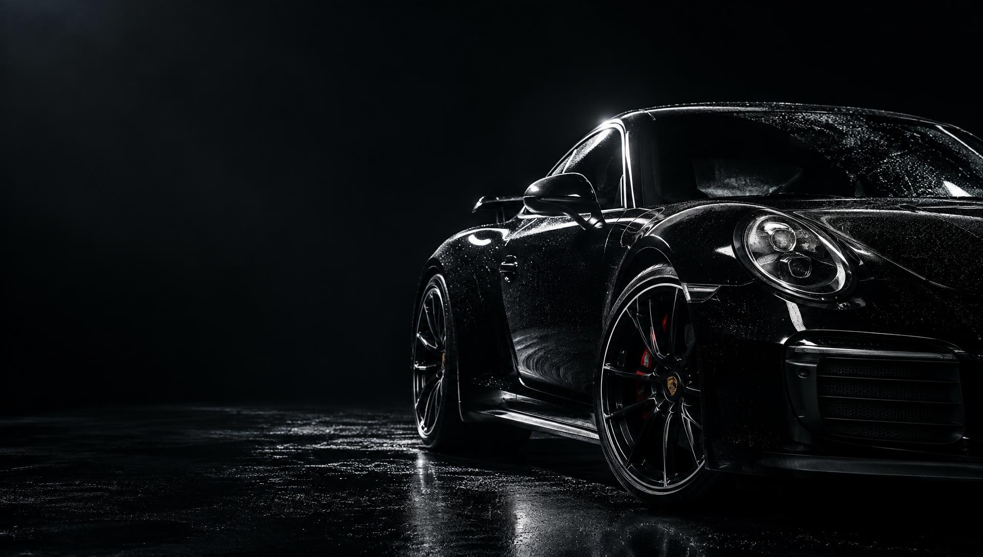 Black luxury sports car with a flawless detailed finish